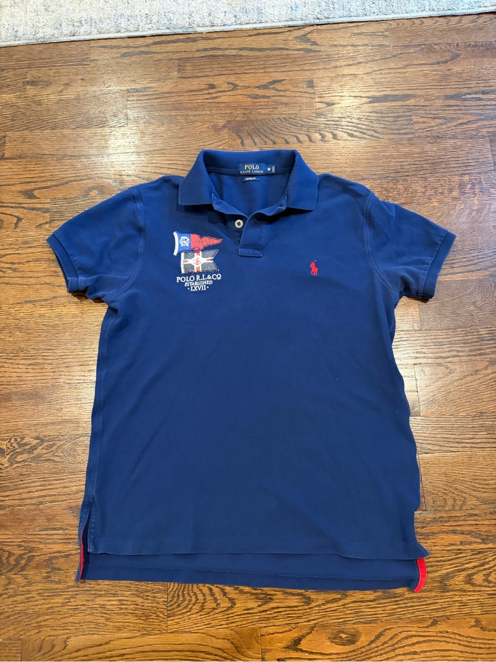 Polo by Ralph Lauren Men's Yacht Club Navy Polo with Red Pony & Crest